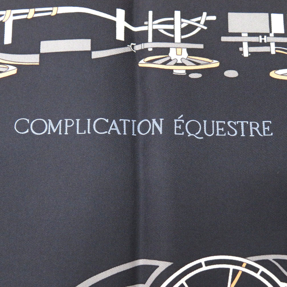 HERMES scarf silk NOIR Carre90 COMPLICATION EQUESTRE