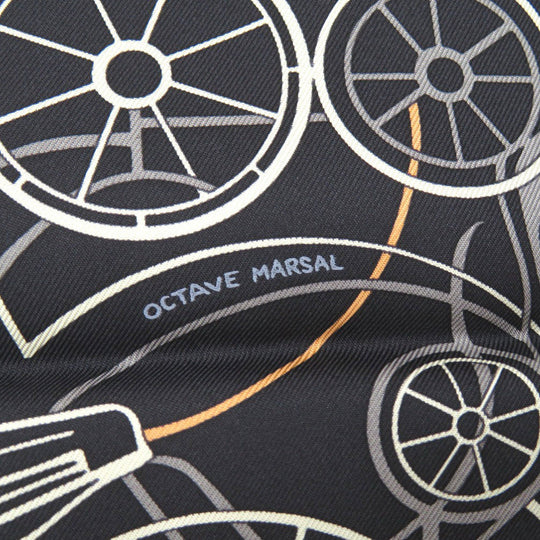 HERMES scarf silk NOIR Carre90 COMPLICATION EQUESTRE