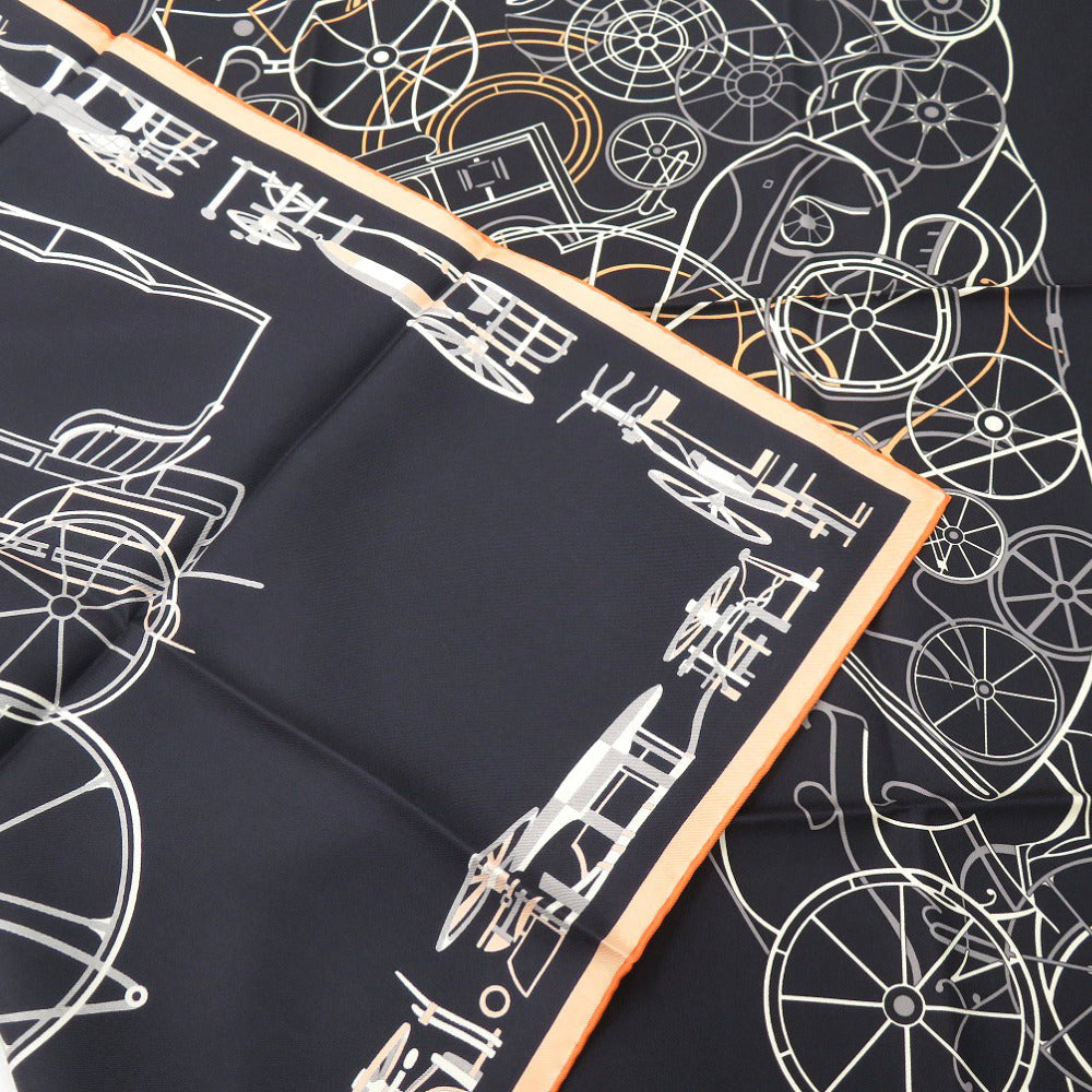 HERMES scarf silk NOIR Carre90 COMPLICATION EQUESTRE