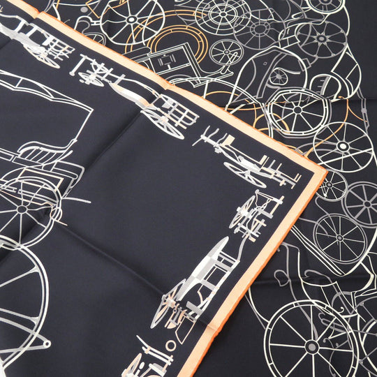 HERMES scarf silk NOIR Carre90 COMPLICATION EQUESTRE