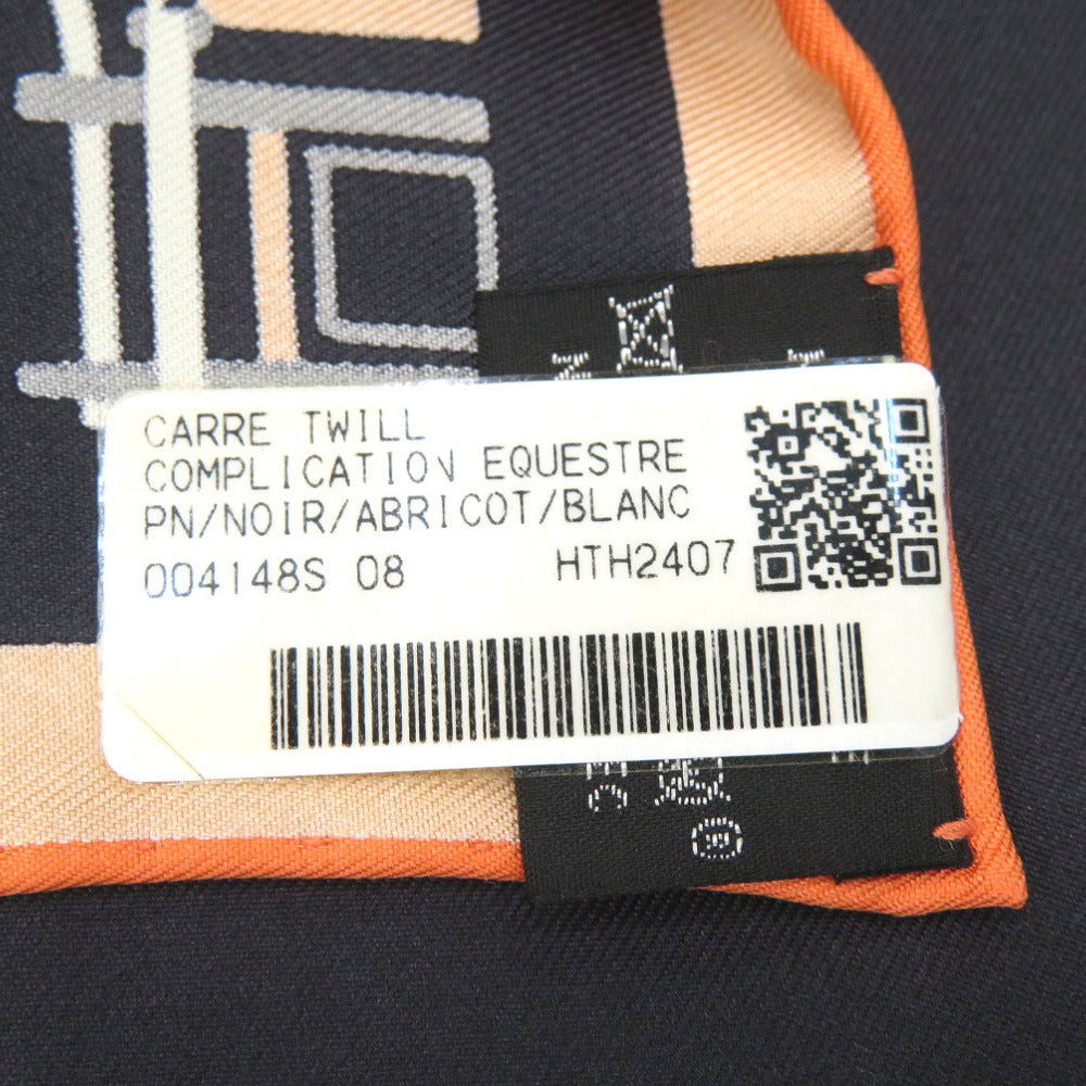 HERMES scarf silk NOIR Carre90 COMPLICATION EQUESTRE