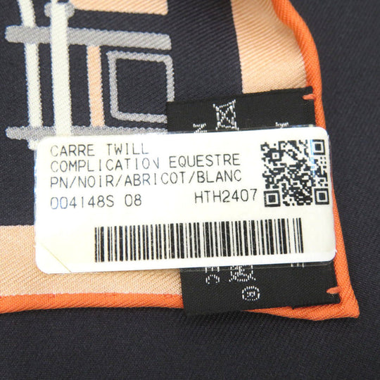 HERMES scarf silk NOIR Carre90 COMPLICATION EQUESTRE