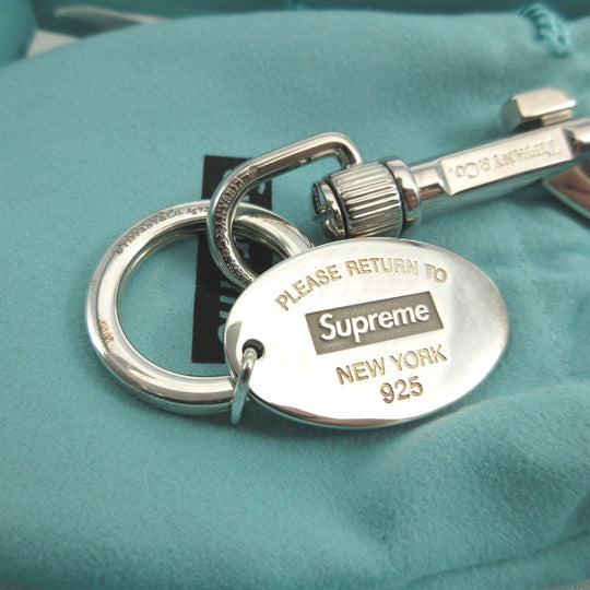 TIFFANY&Co. key ring Silver925 Silver Keyring Supreme collaboration double name oval tag Return to TIFFANY & Co. unisex(Unisex) Used Authentic