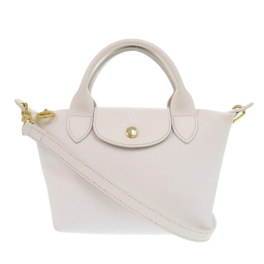 Longchamp Handbag Nylon canvas white Le Pliage Women Used Authentic