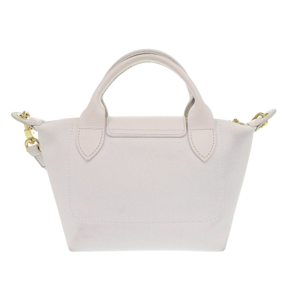 Longchamp Handbag Nylon canvas white Le Pliage Women Used Authentic