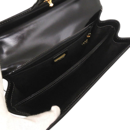 GUCCI Handbag leather black Old Gucci Turnlock Formal Bag Women Used Authentic