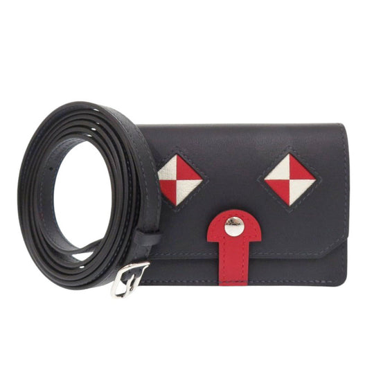HERMES Card Case Swift, Chevre Cavan cyan Women Used Authentic