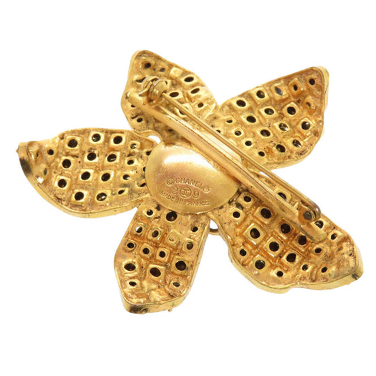 CHANEL Brooch Stone blue Flower motif Women Used Authentic
