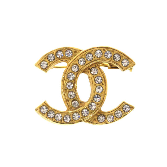 CHANEL Brooch Stone gold COCO Mark vintage Women Used Authentic