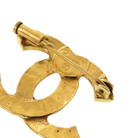 CHANEL Brooch Stone gold COCO Mark vintage Women Used Authentic