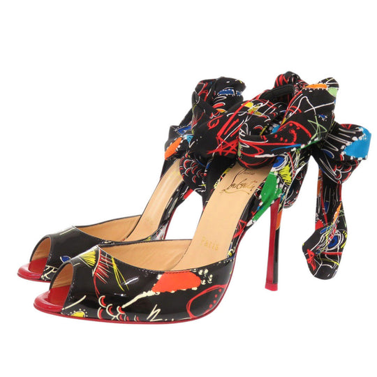 Christian Louboutin pumps Patent Leather, Silk black Women 37.5 Used Authentic