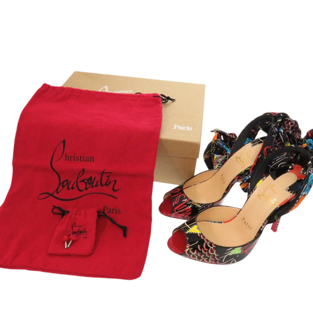 Christian Louboutin pumps Patent Leather, Silk black Women 37.5 Used Authentic