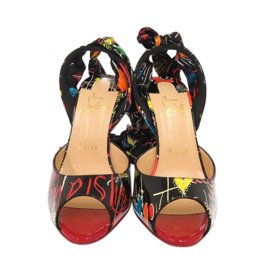 Christian Louboutin pumps Patent Leather, Silk black Women 37.5 Used Authentic