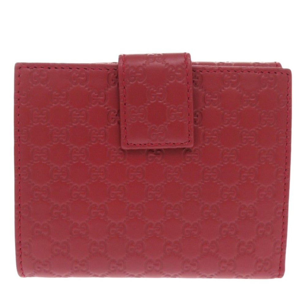 GUCCI Bifold Wallet 464916 leather Red Micro Guccisima Women Used Authentic