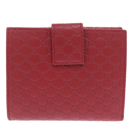 GUCCI Bifold Wallet 464916 leather Red Micro Guccisima Women Used Authentic