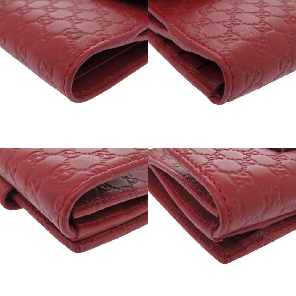 GUCCI Bifold Wallet 464916 leather Red Micro Guccisima Women Used Authentic