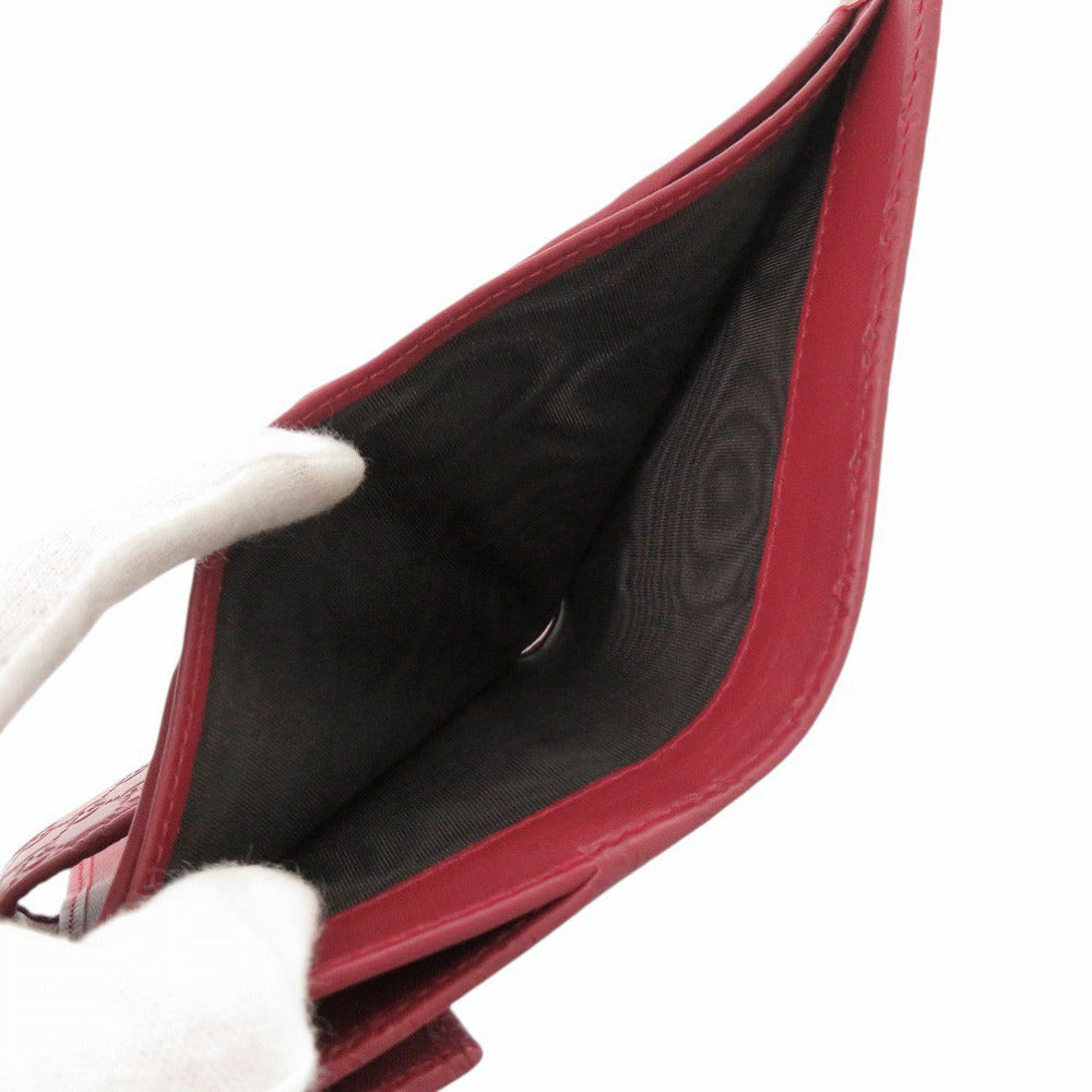 GUCCI Bifold Wallet 464916 leather Red Micro Guccisima Women Used Authentic