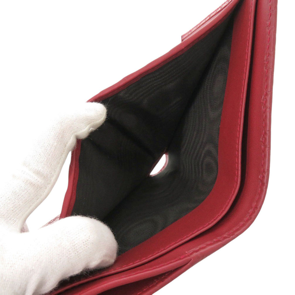 GUCCI Bifold Wallet 464916 leather Red Micro Guccisima Women Used Authentic