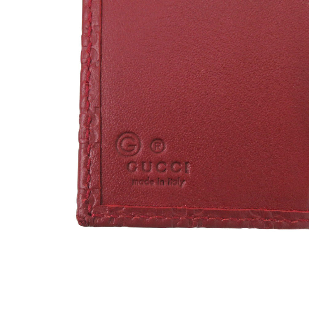 GUCCI Bifold Wallet 464916 leather Red Micro Guccisima Women Used Authentic