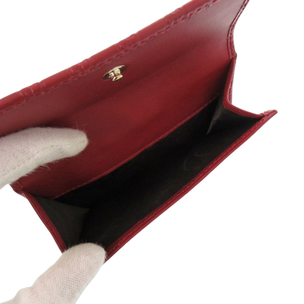 GUCCI Bifold Wallet 464916 leather Red Micro Guccisima Women Used Authentic