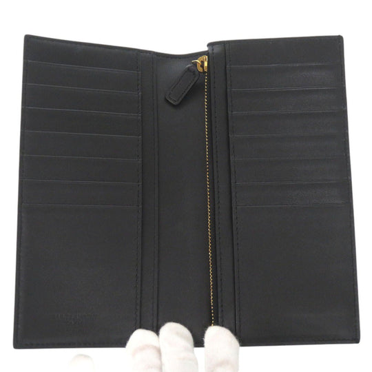 SAINT LAURENT PARIS Long Wallet Purse 396308 H3Z2W 1000 leather black Continental Wallet with Logo Coin Pocket mens Used Authentic