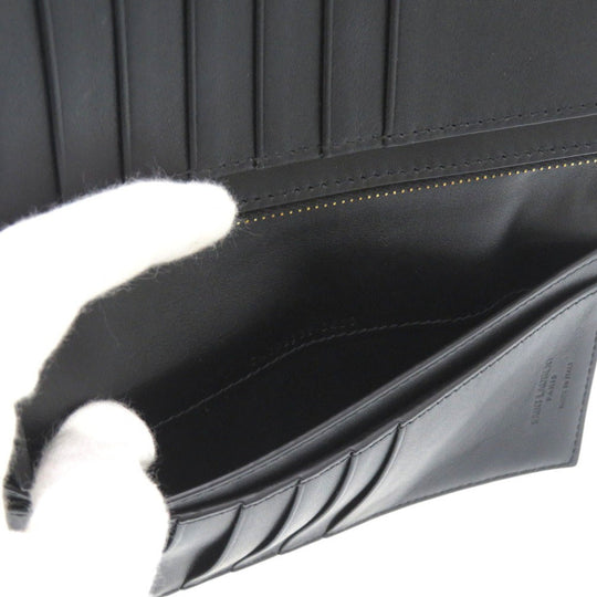 SAINT LAURENT PARIS Long Wallet Purse 396308 H3Z2W 1000 leather black Continental Wallet with Logo Coin Pocket mens Used Authentic