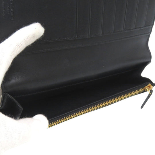 SAINT LAURENT PARIS Long Wallet Purse 396308 H3Z2W 1000 leather black Continental Wallet with Logo Coin Pocket mens Used Authentic