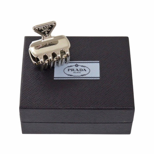 PRADA Other accessories 1IF087 2BA6 metal Silver Hair clip triangle logo Women Used Authentic