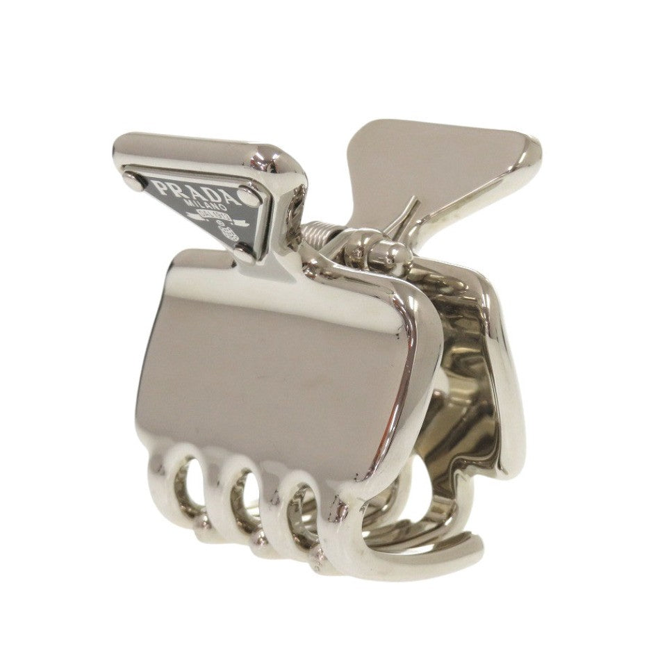 PRADA Other accessories 1IF087 2BA6 metal Silver Hair clip triangle logo Women Used Authentic