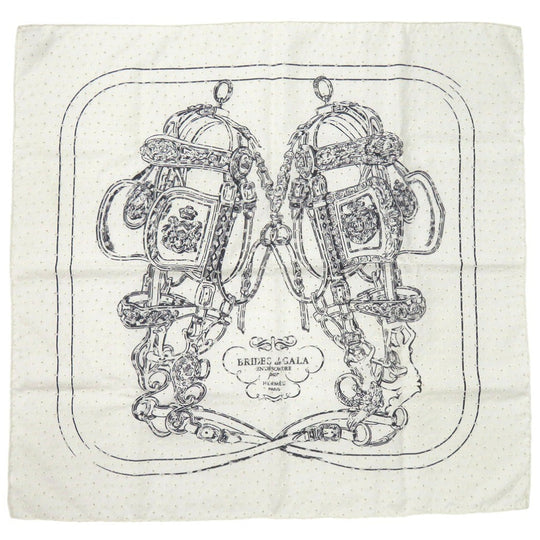 HERMES scarf silk white Carre70 Carre Brides de Gala Broderie Anglaise