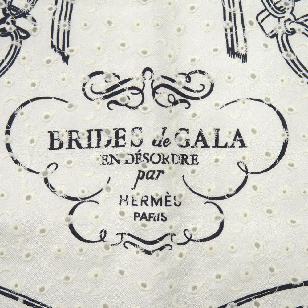 HERMES scarf silk white Carre70 Carre Brides de Gala Broderie Anglaise