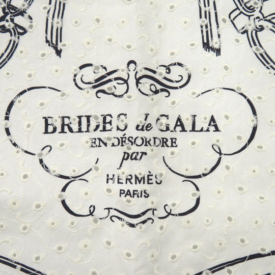 HERMES scarf silk white Carre70 Carre Brides de Gala Broderie Anglaise