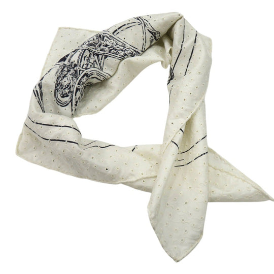 HERMES scarf silk white Carre70 Carre Brides de Gala Broderie Anglaise