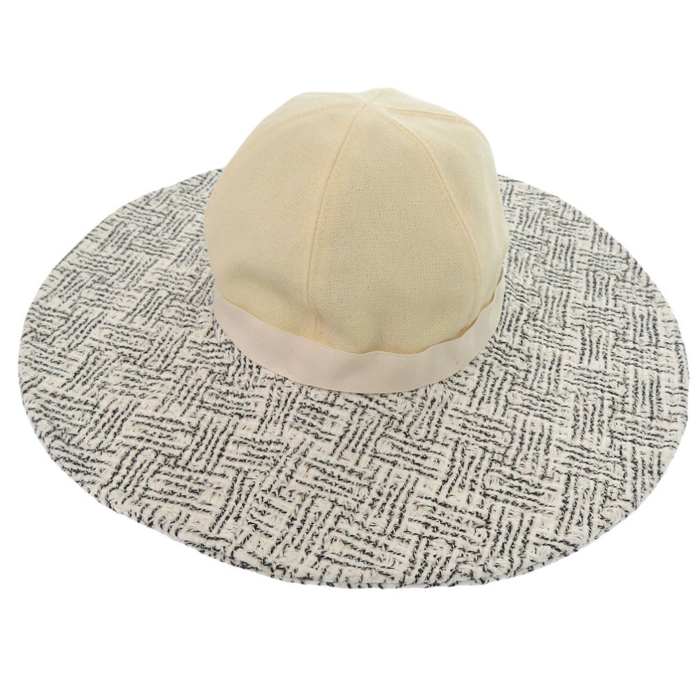 CHANEL Other hats Cotton, Tweed Ivory Women 57 Used Authentic