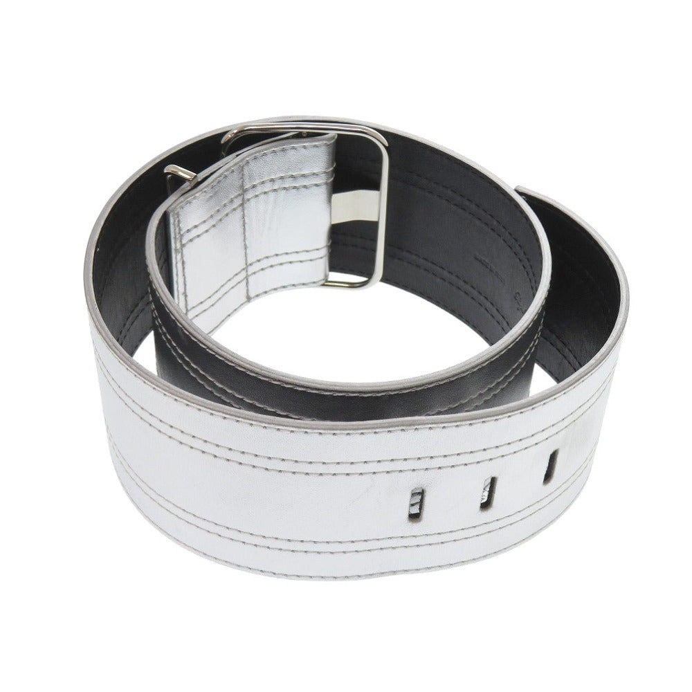 ROGERVIVIER belt leather Silver Women 75 Used Authentic