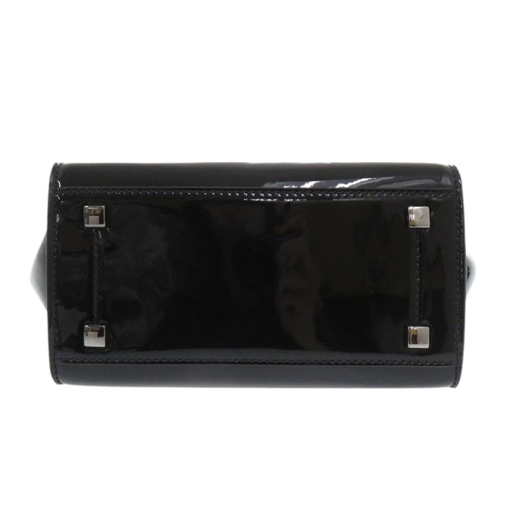 JIMMY CHOO Handbag enamel black VARENNE Small Women Used Authentic