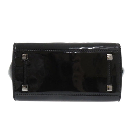 JIMMY CHOO Handbag enamel black VARENNE Small Women Used Authentic