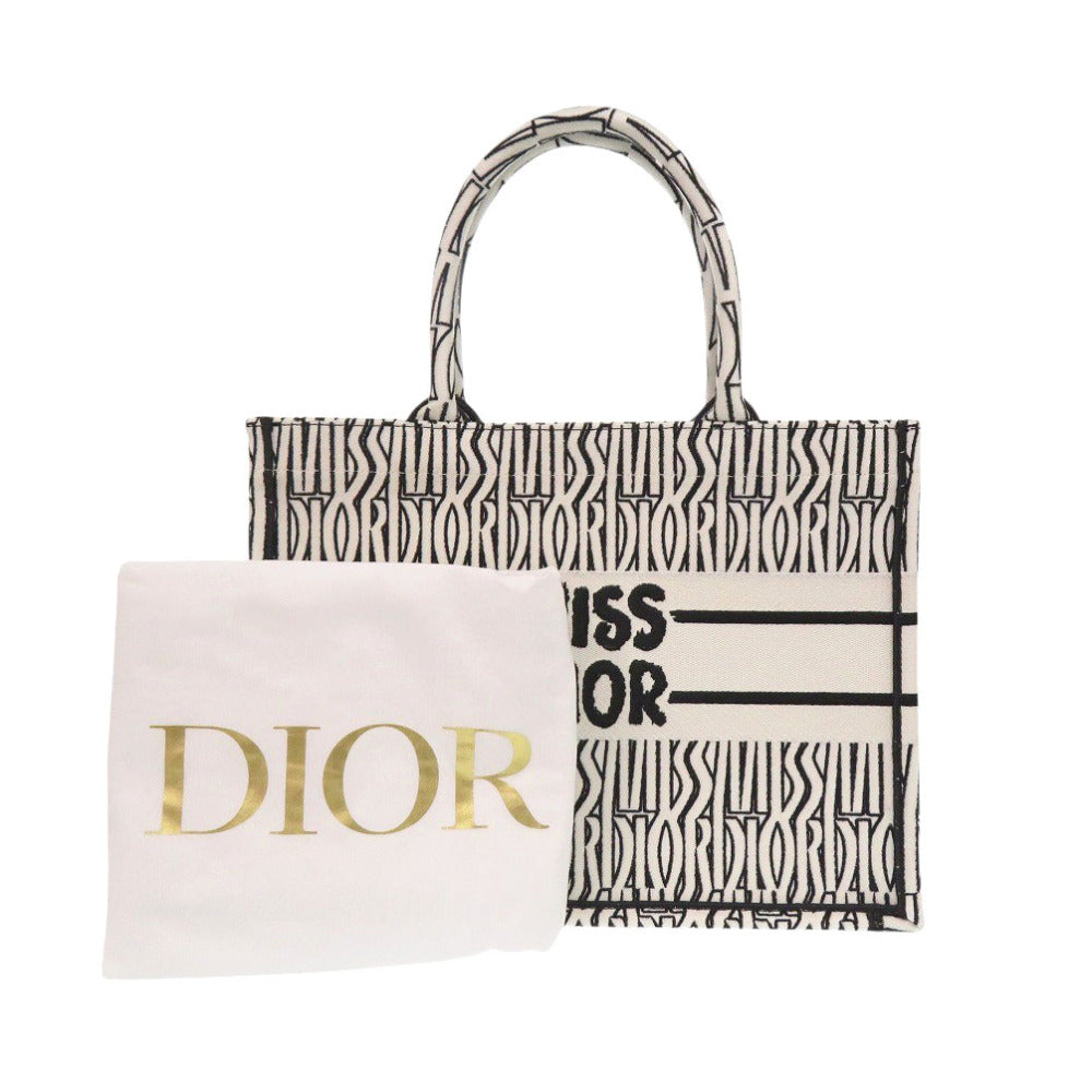 Christian Dior Handbag canvas white Medium Book Tote in Embroidery Women(Unisex) Used Authentic