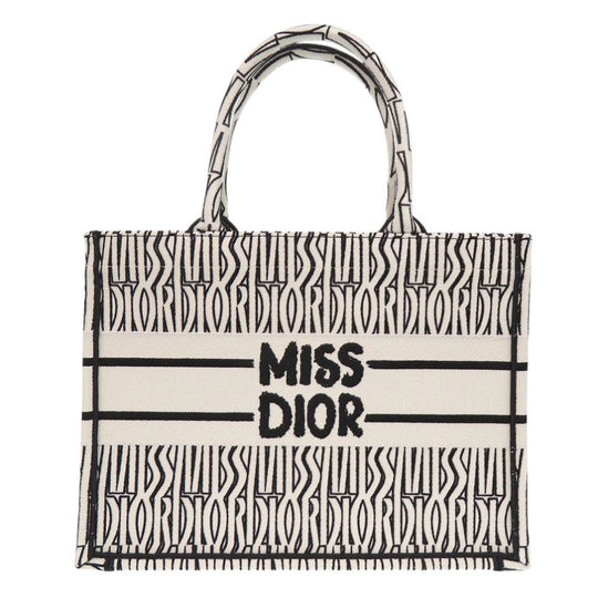 Christian Dior Handbag canvas white Medium Book Tote in Embroidery Women(Unisex) Used Authentic