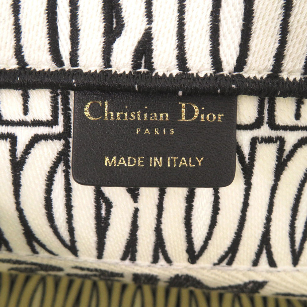 Christian Dior Handbag canvas white Medium Book Tote in Embroidery Women(Unisex) Used Authentic