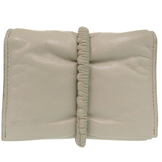 BOTTEGAVENETA Tri-fold wallet leather Ivory Band Closure Wallet Compact Wallet Women Used Authentic