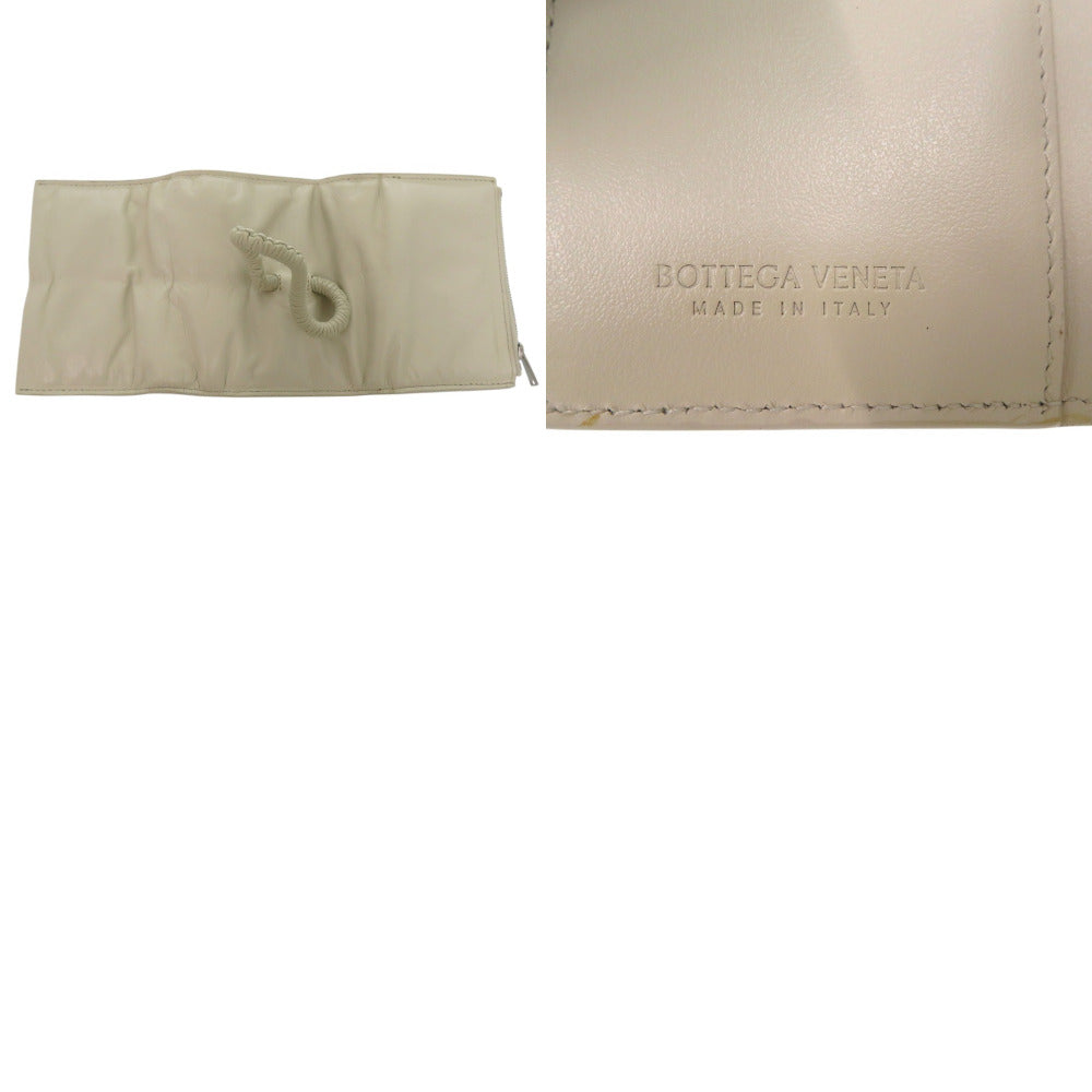 BOTTEGAVENETA Tri-fold wallet leather Ivory Band Closure Wallet Compact Wallet Women Used Authentic