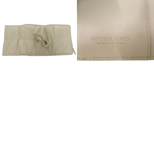 BOTTEGAVENETA Tri-fold wallet leather Ivory Band Closure Wallet Compact Wallet Women Used Authentic