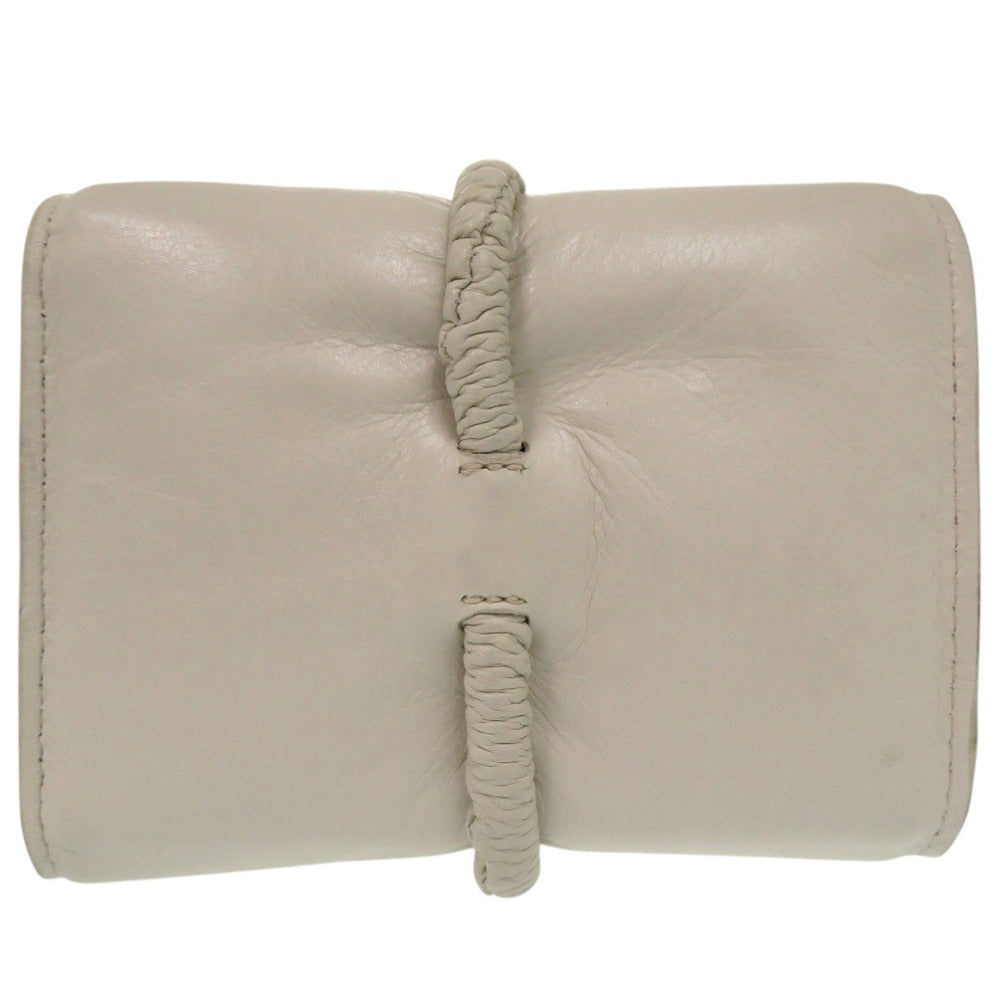 BOTTEGAVENETA Tri-fold wallet leather Ivory Band Closure Wallet Compact Wallet Women Used Authentic