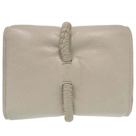 BOTTEGAVENETA Tri-fold wallet leather Ivory Band Closure Wallet Compact Wallet Women Used Authentic