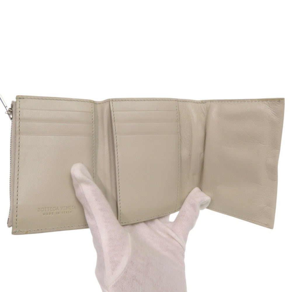 BOTTEGAVENETA Tri-fold wallet leather Ivory Band Closure Wallet Compact Wallet Women Used Authentic