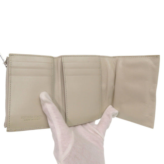 BOTTEGAVENETA Tri-fold wallet leather Ivory Band Closure Wallet Compact Wallet Women Used Authentic