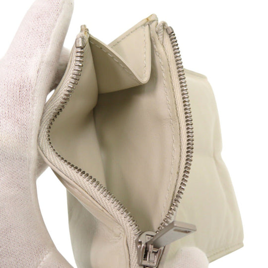 BOTTEGAVENETA Tri-fold wallet leather Ivory Band Closure Wallet Compact Wallet Women Used Authentic