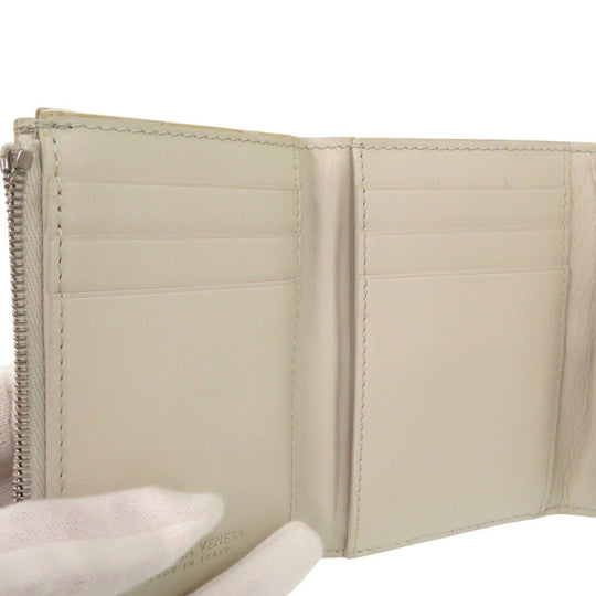 BOTTEGAVENETA Tri-fold wallet leather Ivory Band Closure Wallet Compact Wallet Women Used Authentic