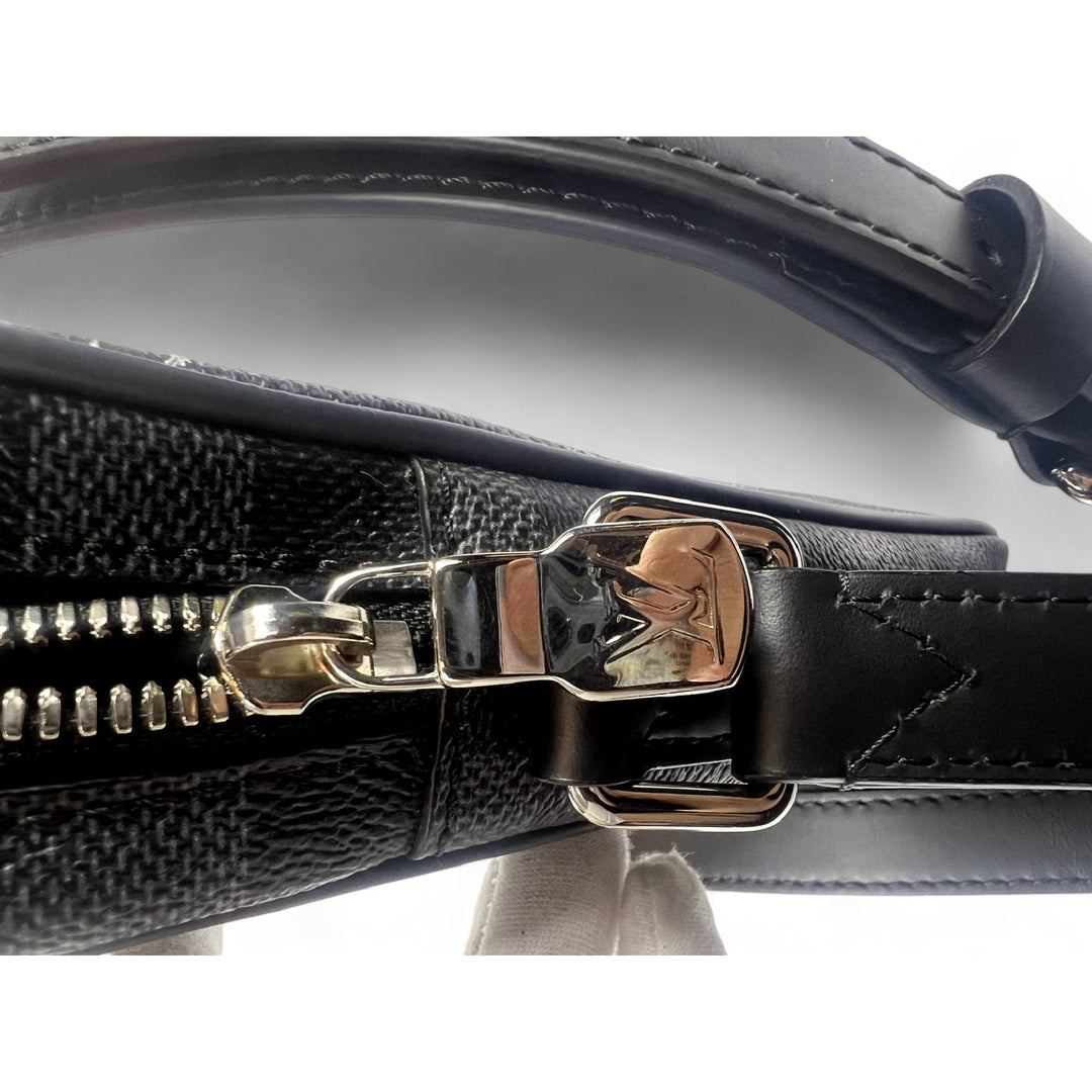 Louis Vuitton Damier Graphite Renaissance Map Danube Slim PM Crossbody Bag Black Multicolor Men's Shoulder Bag